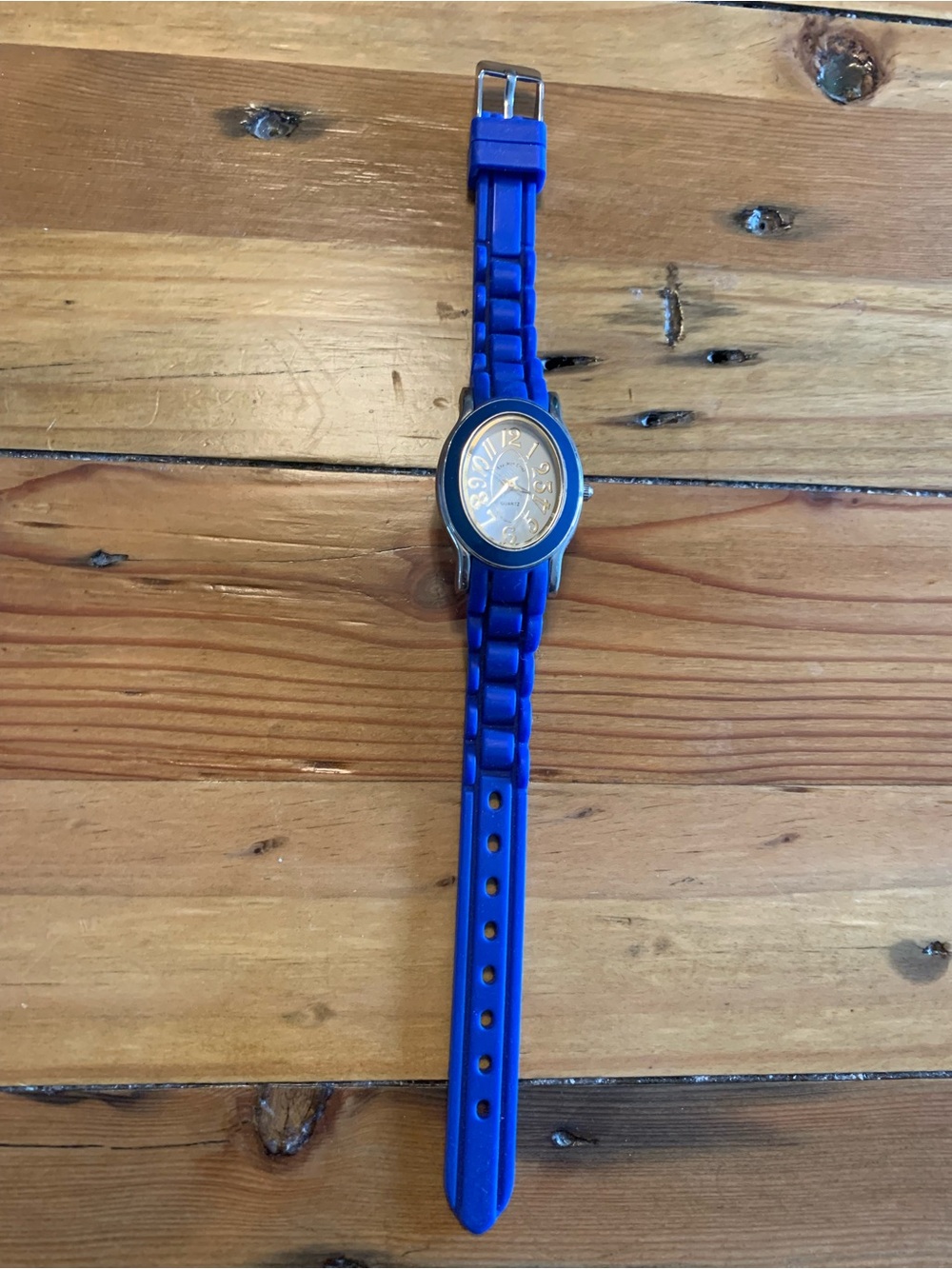 Women’s Blue Silicone Strap Watch with Gold-Tone Dial